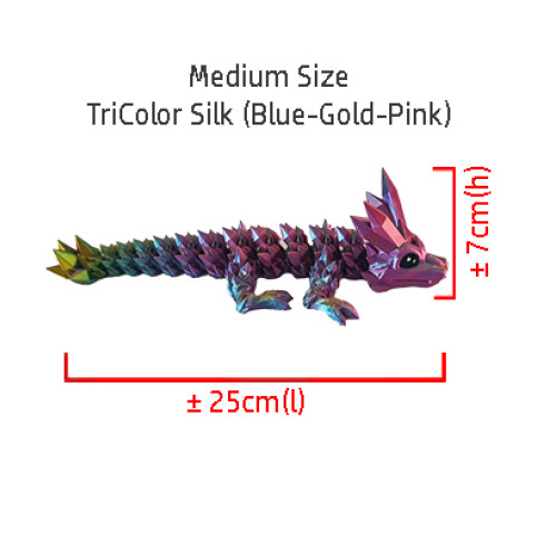 Medium Articulated Dragon (Blue-Gold-Pink)