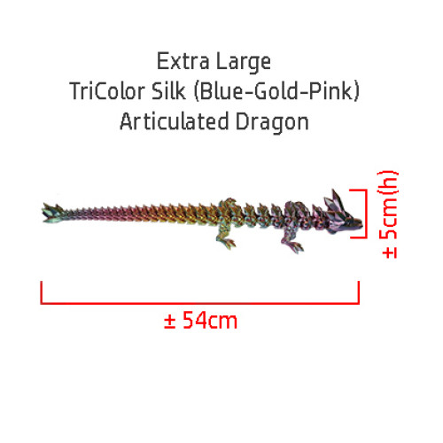 XL Articulated Dragon (Blue-Gold-Pink)