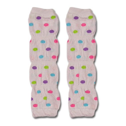 LW003 Pink with Multicolour Spots Leg Warmers