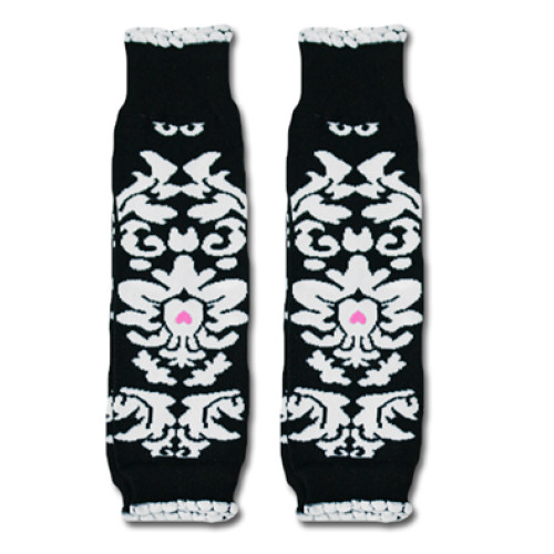 LW020 Black White Damask Leg Warmers