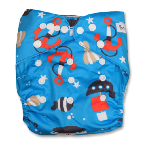 F144 Blue with Red Anchors & Boats Ai1