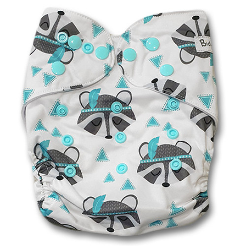 J033 Aqua Grey Raccoons Newborn Cover