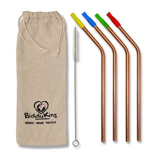 Stainless Steel (Rose Gold) Straws - 4 Pack