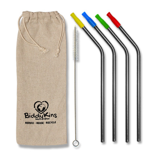 Stainless Steel (Silver) Straws - 4 Pack